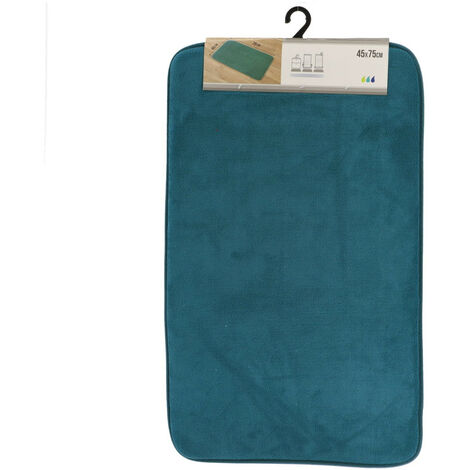 TENDANCE - Tapis de salle de bain Bleu canard en Microfibre 45 x 75 cm - Vert