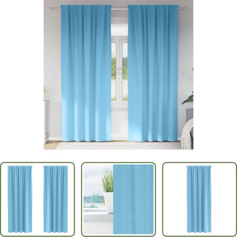 Tende a tre strati -  Tende Blackout con Anelli 2 pcs Blu Chiaro 245 x 140 cm