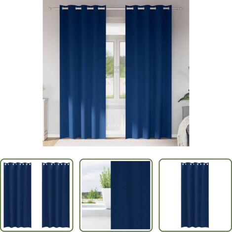 Tende a tre strati -  Tende Blackout con Anelli 2 pcs Blu Scuro 260 x 140 cm