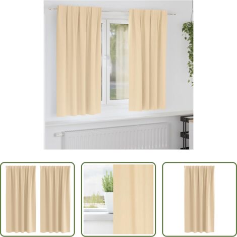Tende a tre strati -  Tende Blackout con Anelli 2 pcs Crema 175 x 140 cm Poliestere
