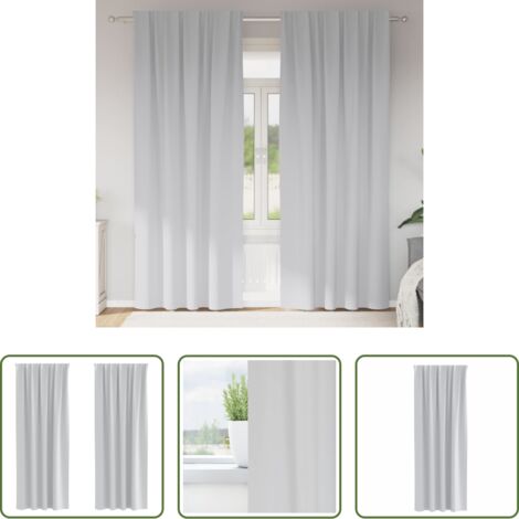 Tende a tre strati -  Tende Blackout con Anelli 2 pcs Grigio Chiaro 245 x 140 cm