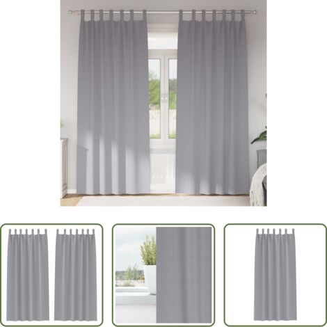 Tende a tre strati -  Tende Blackout con Anelli 2 pcs Grigio chiaro 260 x 140 cm