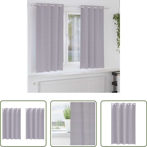 Tende a tre strati -  Tende Blackout con Anelli 2 pcs Grigio Metallico 175 x 140 cm