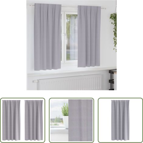 Tende a tre strati -  Tende Blackout con Anelli 2 pcs Grigio Metallico 175 x 140 cm