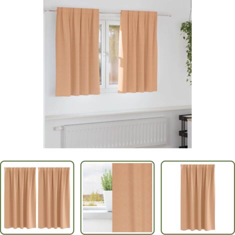 Tende a tre strati -  Tende Blackout con Anelli 2 pcs Marrone Chiaro 140 x 140 cm