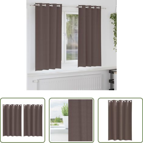 Tende a tre strati -  Tende Blackout con Anelli 2 pcs Marrone Scuro 175 x 140 cm
