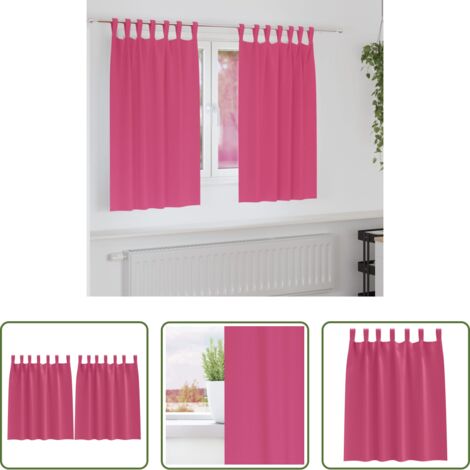 Tende a tre strati -  Tende Blackout con Anelli 2 pcs Rosa Vivo 140 x 140 cm