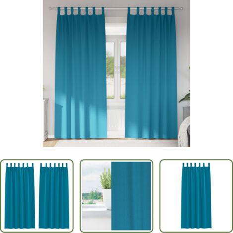 Tende a tre strati -  Tende Blackout con Anelli 2 pcs Turchese 245 x 140 cm