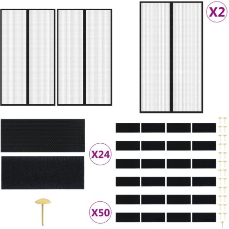 Tende Antimosche 2 pz per Porte con Magneti Nere 200x80 cm - Mosche - Zanzare
