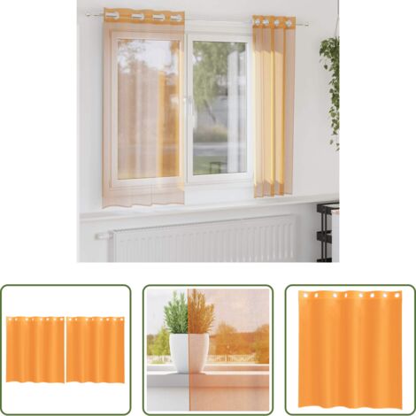 Tende arancio -  Tende in Voile con Occhielli 2 pz Arancio 140x140 cm