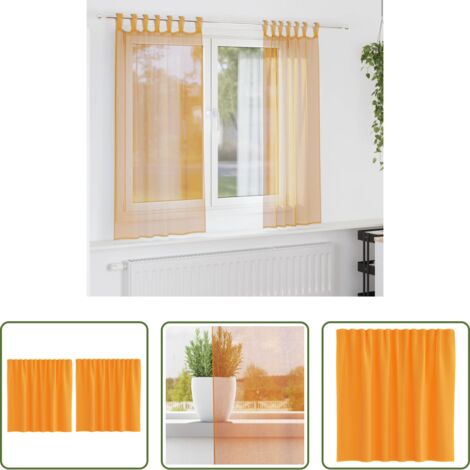 Tende arancio -  Tende in Voile con Passanti 2 pz Arancio 140x140 cm