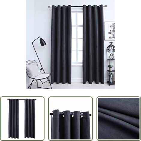 Tende con anelli -  Tende Oscuranti con Anelli in Metallo 2 pz Antracite 140x225 cm