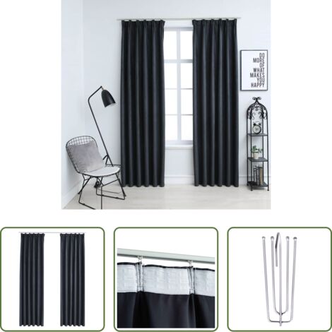 Tende con ganci -  Tende Oscuranti con Ganci 2 pz Antracite 140x225 cm