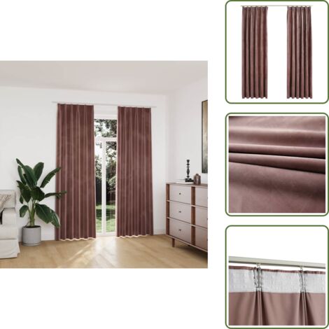 Tende con ganci - vidaXL Tende Oscuranti con Ganci 2 pz Rosa Antico in Velluto 140x225cm - Tende per camera da letto