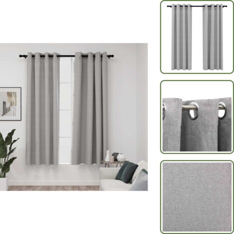 Tende con occhielli - vidaXL Tende Oscuranti Effetto Lino con Occhielli 2pz 140x175cm Grigio - Tende per soggiorno
