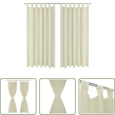 Tende crema - Tende Micro-Raso Crema 2 pezzi con Occhielli 140 x 245 cm