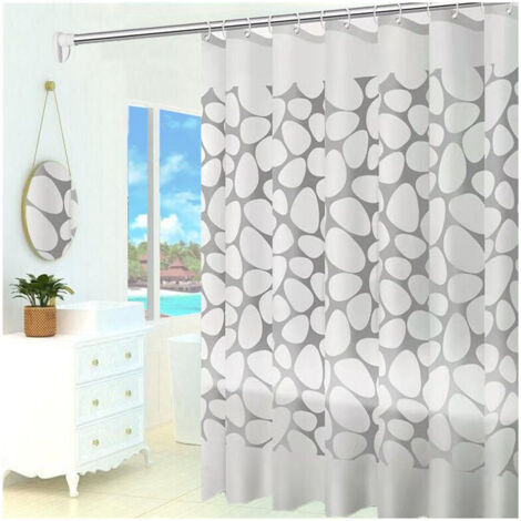Tende da doccia 180 x 200 cm, tenda per vasca da bagno, tende impermeabili in tessuto spesso, tenda per vasca da bagno in tessuto impermeabile e resistente alla muffa (ciottoli)