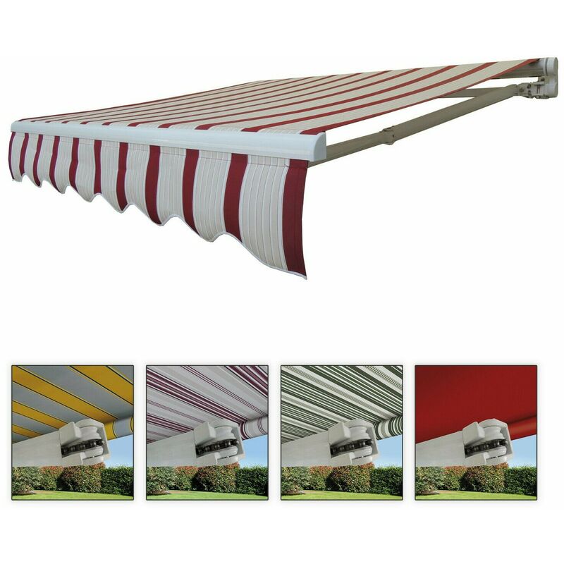 Tende da Sole a Bracci Barra Quadra con Catena Balcone Avvolgibile Alluminio - Colore: Verde - Dimensioni: 3 x 2 m