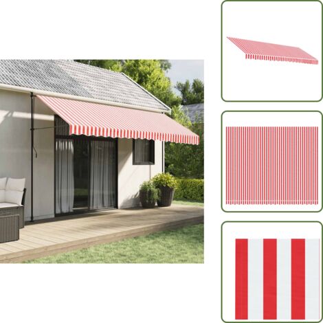 Tende da sole idrorepellenti - vidaXL Tessuto di Ricambio per Tenda Strisce Rosse e Bianche 4,5x3,5 m - Tende da sole UV