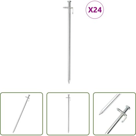 Tende da sole -  Picchetti per Tenda 24 pz 30 cm 8 mm in Acciaio Zincato
