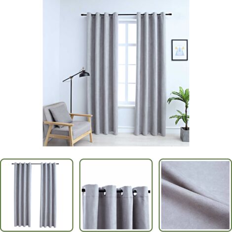 Tende grigie -  Tende Oscuranti con Anelli in Metallo 2 pz Grigie 140x175 cm