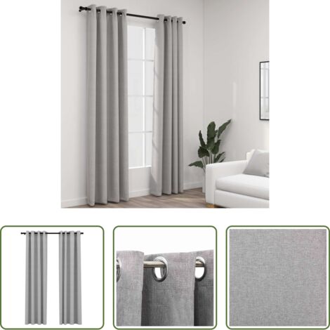 Tende grigio -  Tende Oscuranti Effetto Lino con Occhielli 2pz 140x225cm Grigio