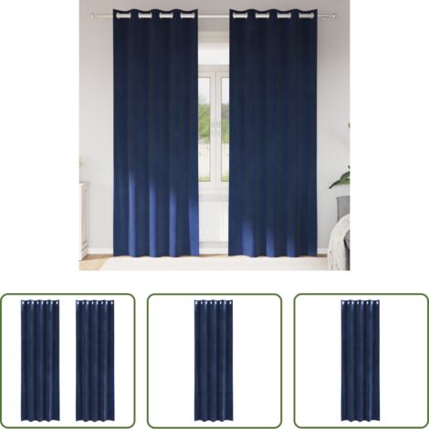 Tende in velluto -  Tende oscuranti 2 pcs Blu Scuro 140 x 260 cm Velluto