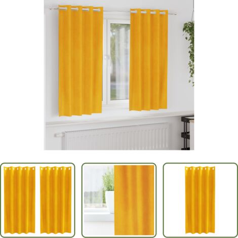 Tende in velluto -  Tende oscuranti 2 pcs Giallo senape 140 x 175 cm Velluto