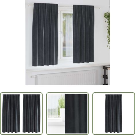 Tende in velluto -  Tende oscuranti 2 pcs Grigio scuro 140 x 175 cm Velluto