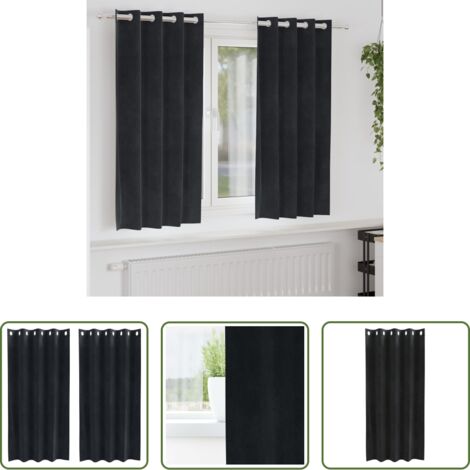 Tende in velluto -  Tende oscuranti 2 pcs Nero 140 x 175 cm Velluto