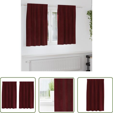 Tende in velluto -  Tende oscuranti 2 pcs Rosso Vino 140 x 140 cm Velluto