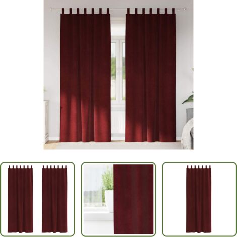 Tende in velluto -  Tende oscuranti 2 pcs Rosso Vino 140 x 260 cm Velluto