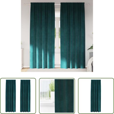 Tende in velluto -  Tende oscuranti 2 pcs Verde Scuro 140 x 245 cm Velluto