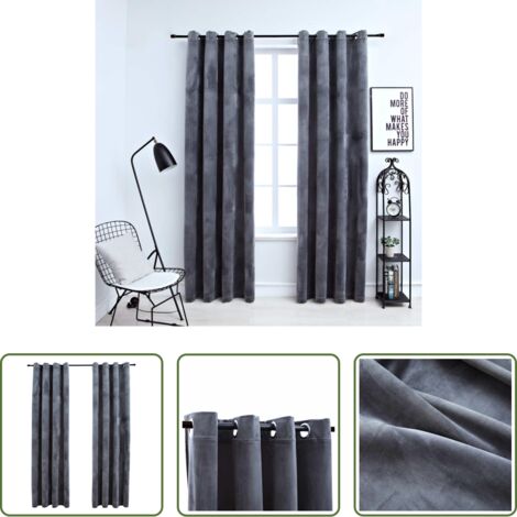 Tende in velluto -  Tende Oscuranti con Anelli 2 pz Antracite in Velluto 140x175 cm