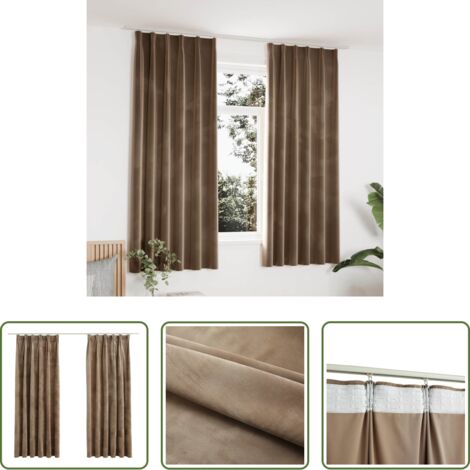 Tende in velluto -  Tende Oscuranti con Ganci 2 pz Beige in Velluto 140x175 cm