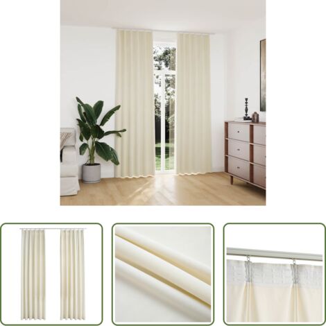 Tende in velluto -  Tende Oscuranti con Ganci 2 pz Crema in Velluto 140x245 cm
