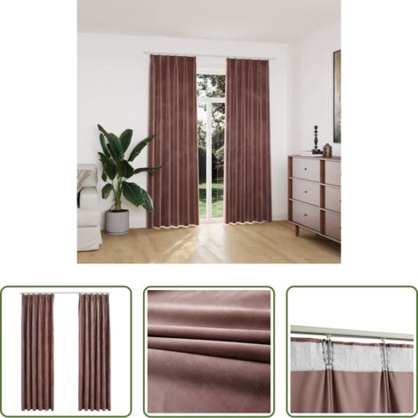 Tende in velluto -  Tende Oscuranti con Ganci 2 pz Rosa Antico in Velluto 140x225cm