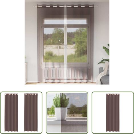 Tende marrone -  Tende in Voile con Occhielli 2 pz Marrone 140x260 cm
