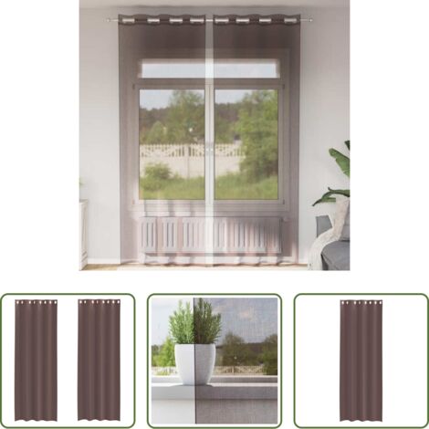 Tende marrone -  Tende in Voile con Occhielli 2 pz Marrone 140x300 cm