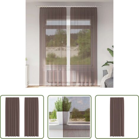 Tende marroni -  Tende in Voile con Linguetta 2 pz Marrone