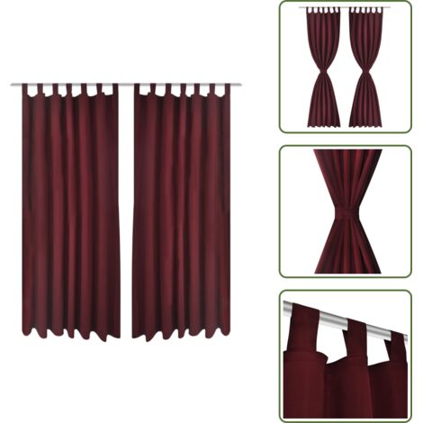 Tende Micro-Raso Bordò 2 pezzi con Occhielli 140 x 225 cm - Tende micro raso