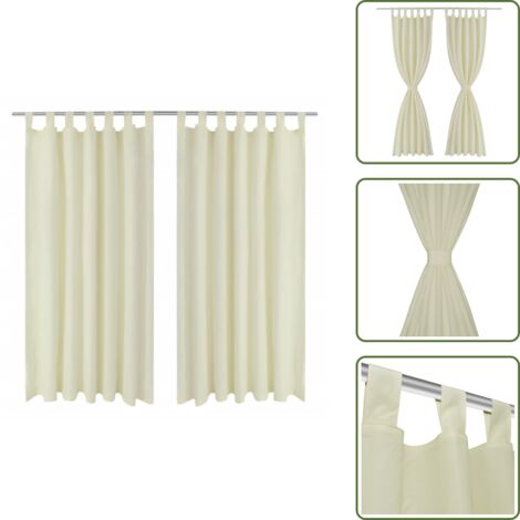 Tende Micro-Raso Crema 2 pezzi con Occhielli 140 x 245 cm - Tende crema