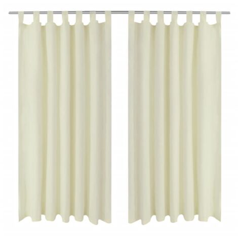 Tende Micro-Raso Crema 2 pezzi con Occhielli 140 x 245 cm vidaXL