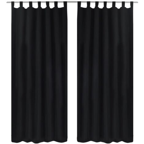 Tende Micro-Raso Nere 2 pezzi con Occhielli 140 x 175 cm