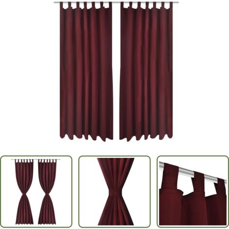 Tende micro raso - Tende Micro-Raso Bordò 2 pezzi con Occhielli 140 x 225 cm