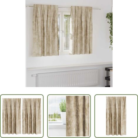 Tende moderne -  Tende in Velluto con tende 2 pcs Crema 140 x 140 cm Velluto