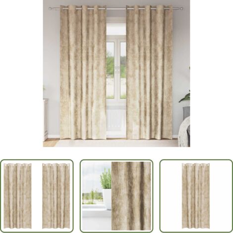 Tende moderne -  Tende in Velluto con tende 2 pcs Crema 225 x 140 cm Velluto