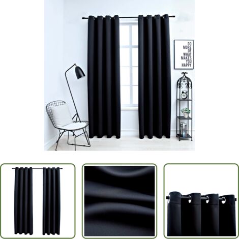 Tende nere -  Tende Oscuranti con Anelli in Metallo 2 pz Nere 140x245 cm
