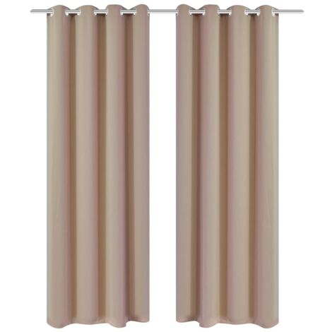 Tende Oscuranti Blackout Crema con Anelli di Metallo 135 x 245 cm 2 pz