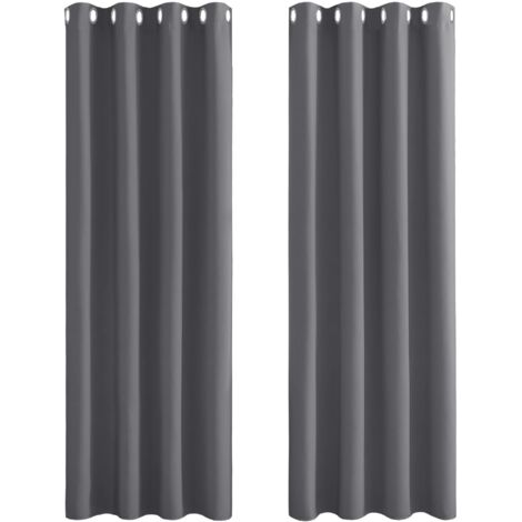 Tende oscuranti per camera da letto - Tenda doppia per finestra con isolamento termico per la casa/Tessuto solido e pesante per, set di 2, L 140 x A 240 cm, grigio
